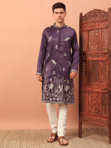 Men’s Heavy Silk Kurta with Sequin Embroidery