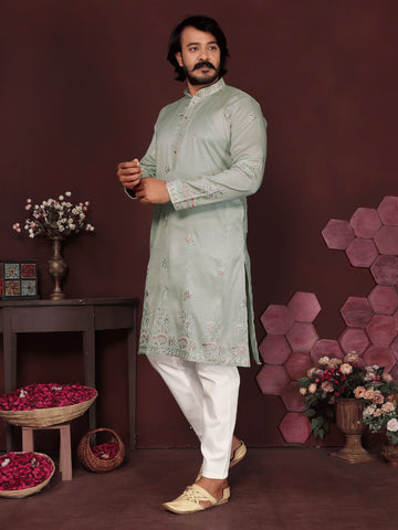 Premium Smart Silk Kurta with Sequin Embroidery