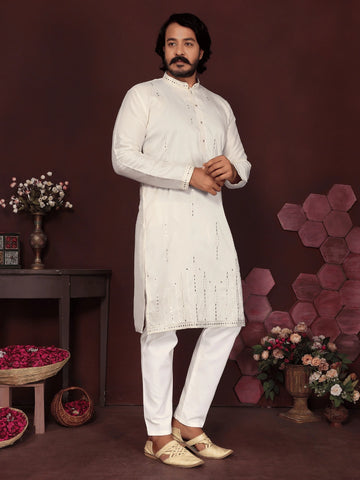 Premium Smart Silk Kurta with Mirror Embroidery