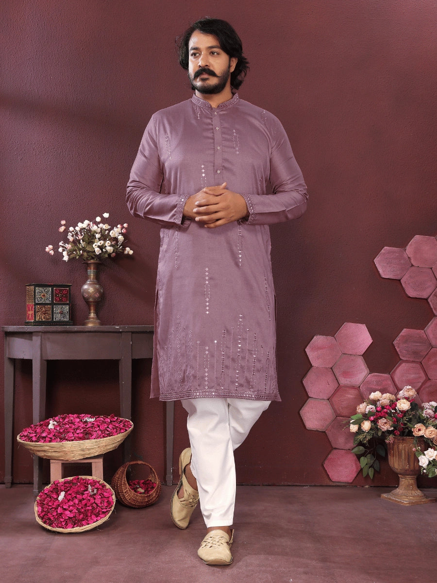 Premium Smart Silk Kurta with Mirror Embroidery