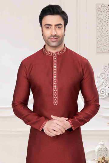 Ruh-e-Rang – Jacquard Kurta in Maroon