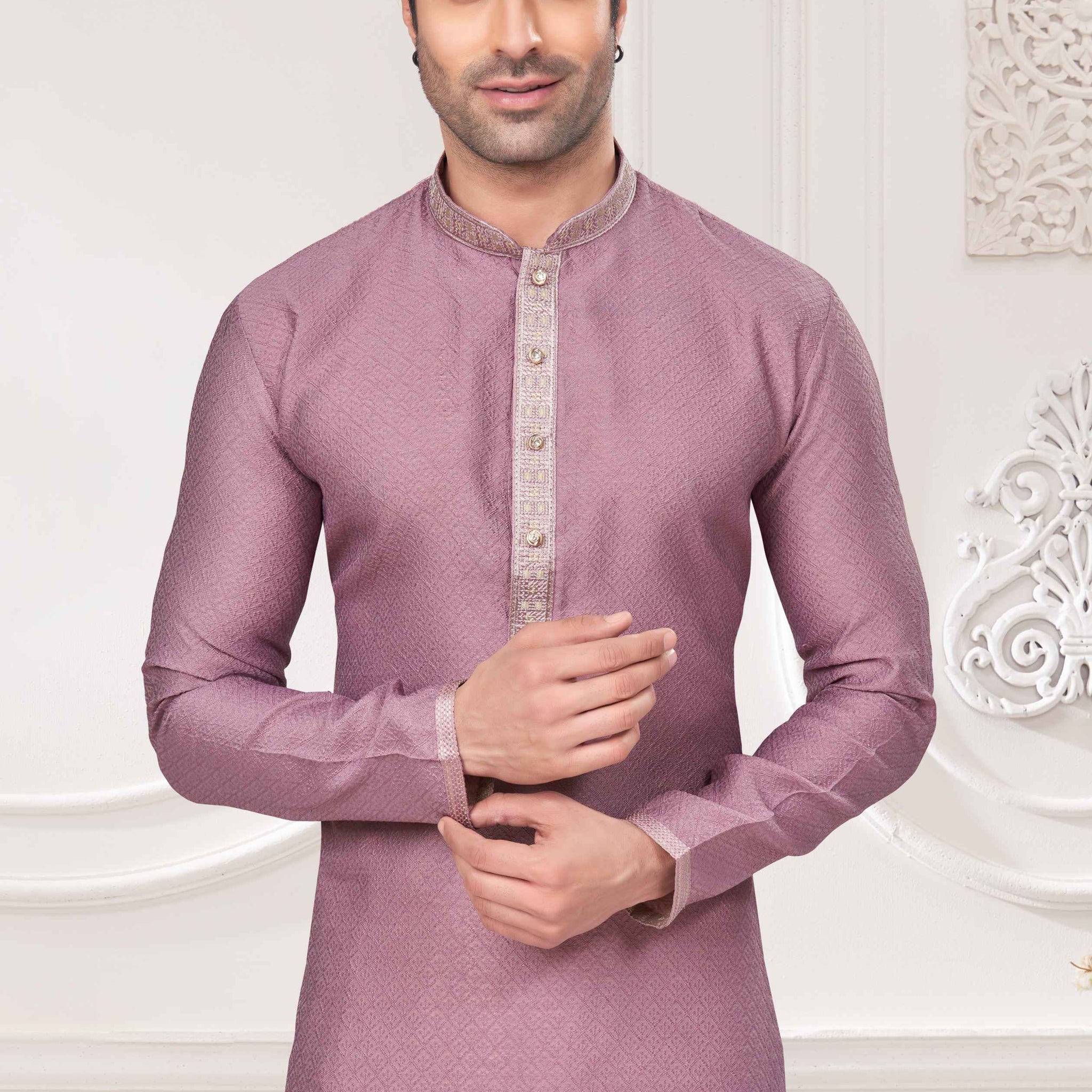 Ruh-e-Rang – Lavender Jacquard Kurta