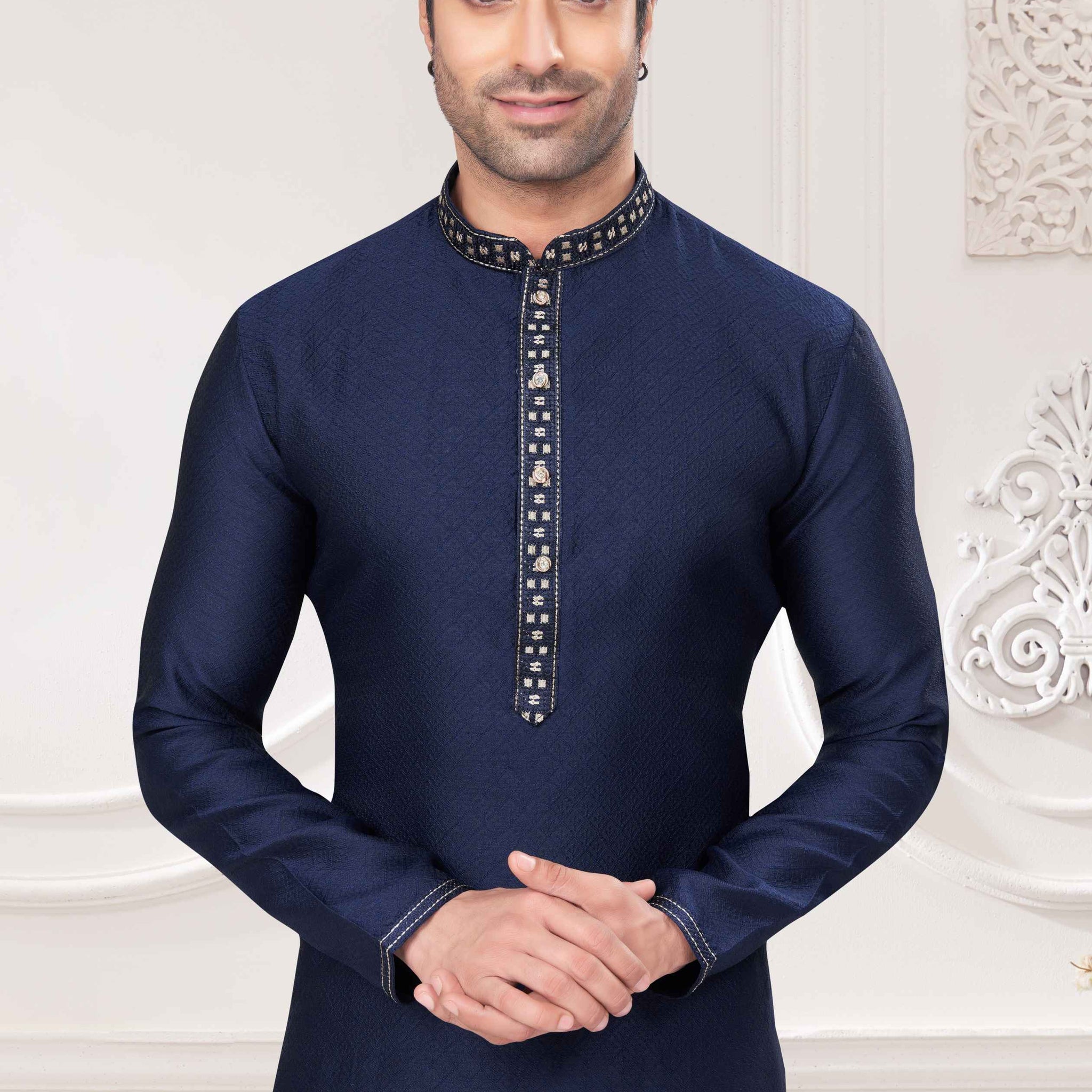 Ruh-e-Rang – Handcrafted Detailing Jacquard on Neel Kurta (SET)