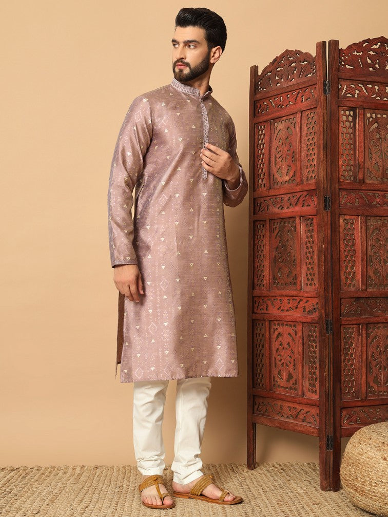 Gulraang – Jacquard Kurta in Dusty Mauve
