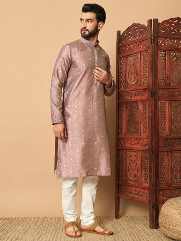 Gulraang – Jacquard Kurta in Dusty Mauve