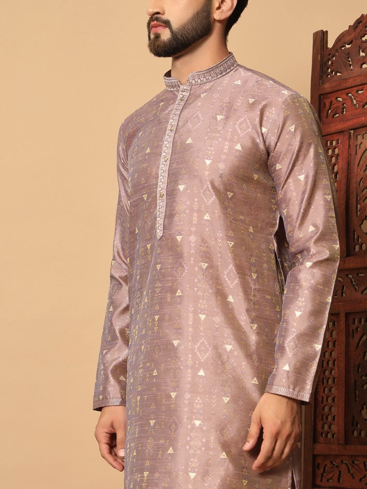Gulraang – Jacquard Kurta in Dusty Mauve