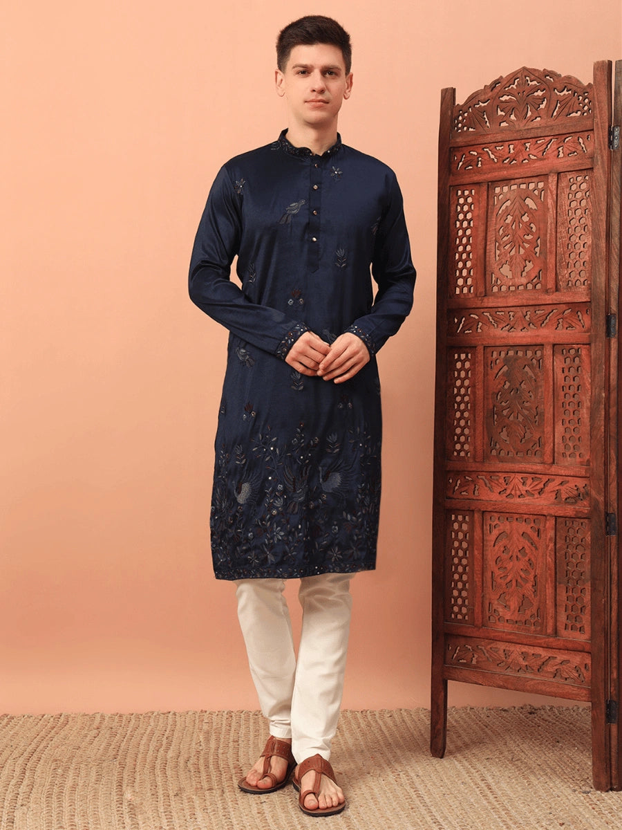 Men’s Heavy Silk Kurta with Sequin Embroidery