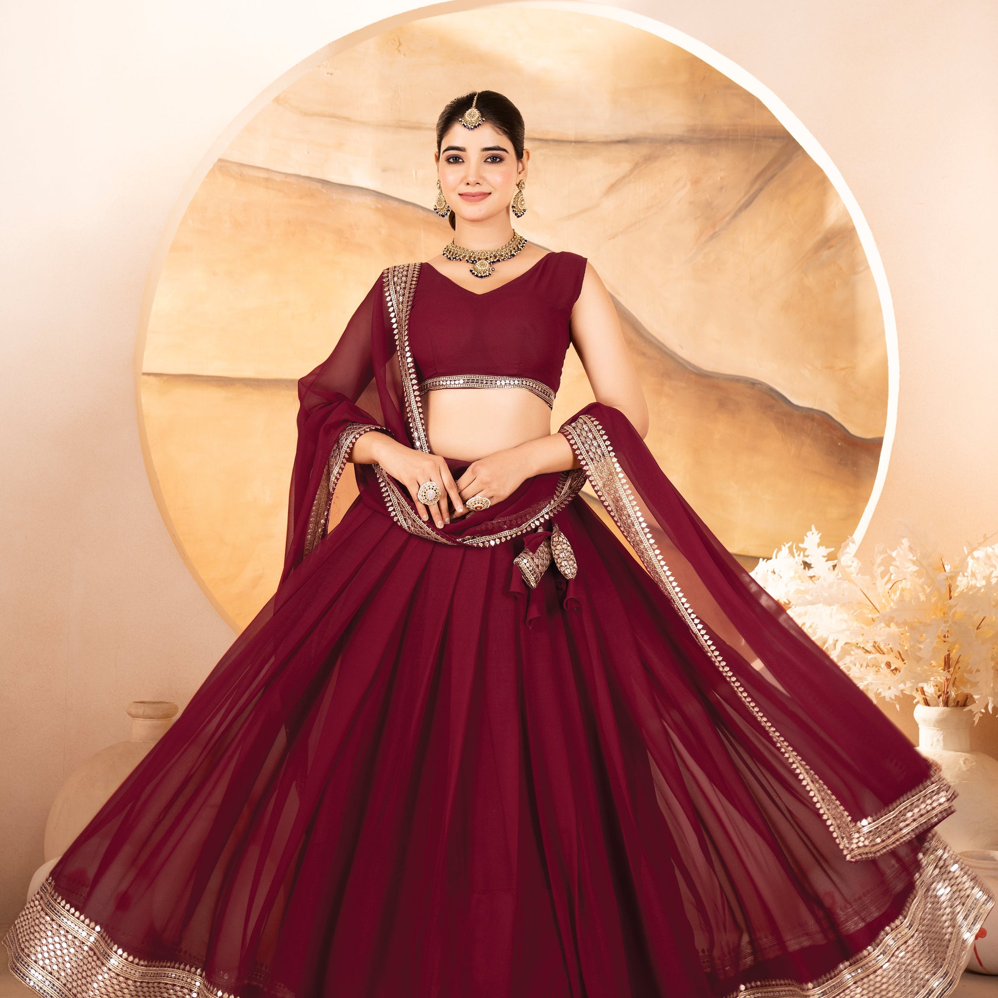Catalina's Maroon Coloured Party Wear Lehenga Choli