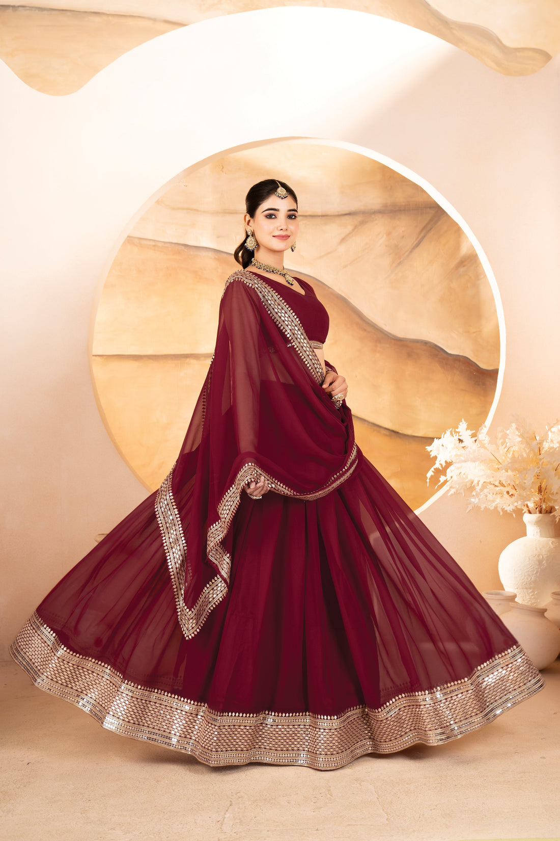Catalina's Maroon Coloured Party Wear Lehenga Choli