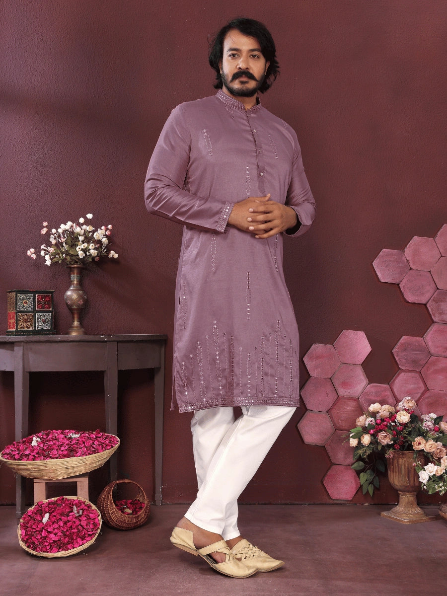 Premium Smart Silk Kurta with Mirror Embroidery