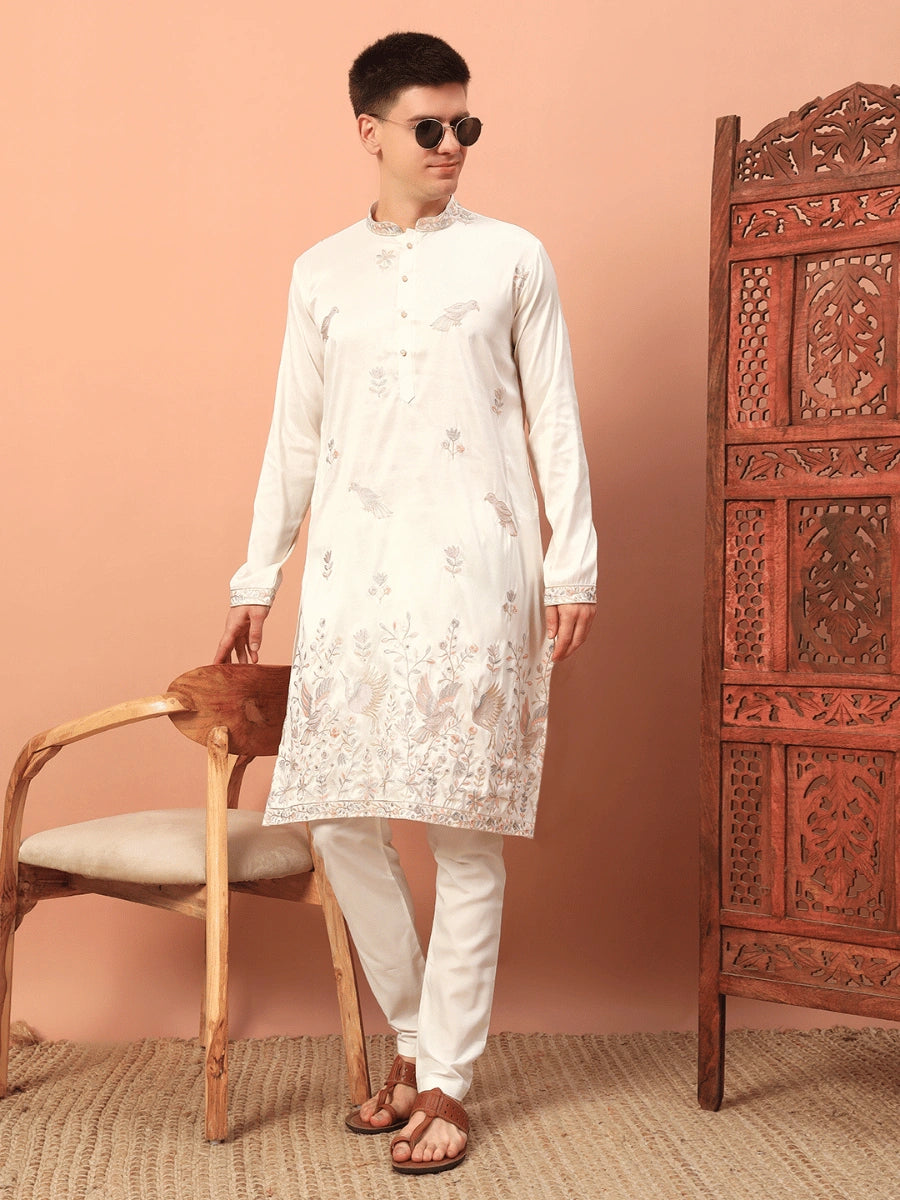 Men’s Heavy Silk Kurta with Sequin Embroidery