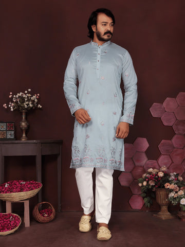 Premium Smart Silk Kurta with Sequin Embroidery