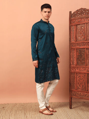 Men’s Heavy Silk Kurta with Sequin Embroidery