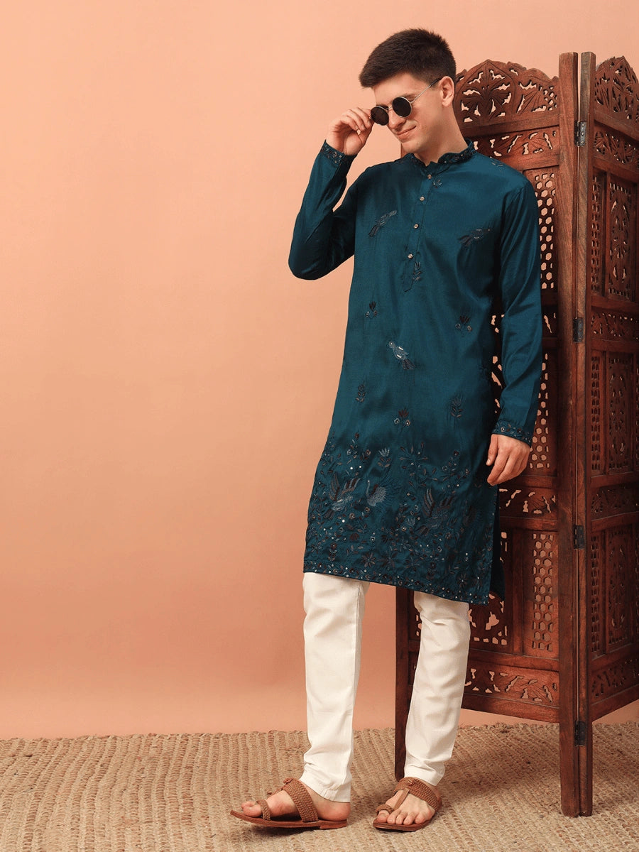 Men’s Heavy Silk Kurta with Sequin Embroidery