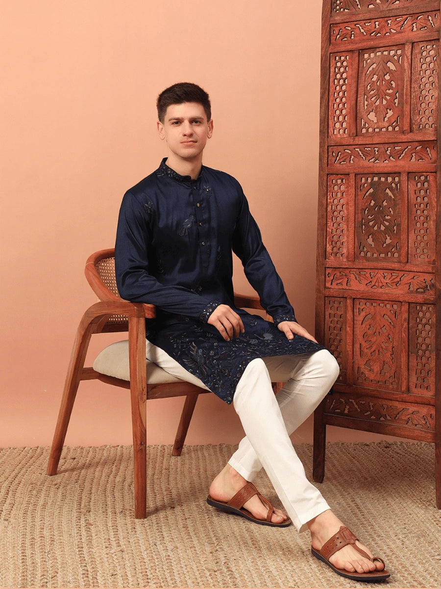 Men’s Heavy Silk Kurta with Sequin Embroidery