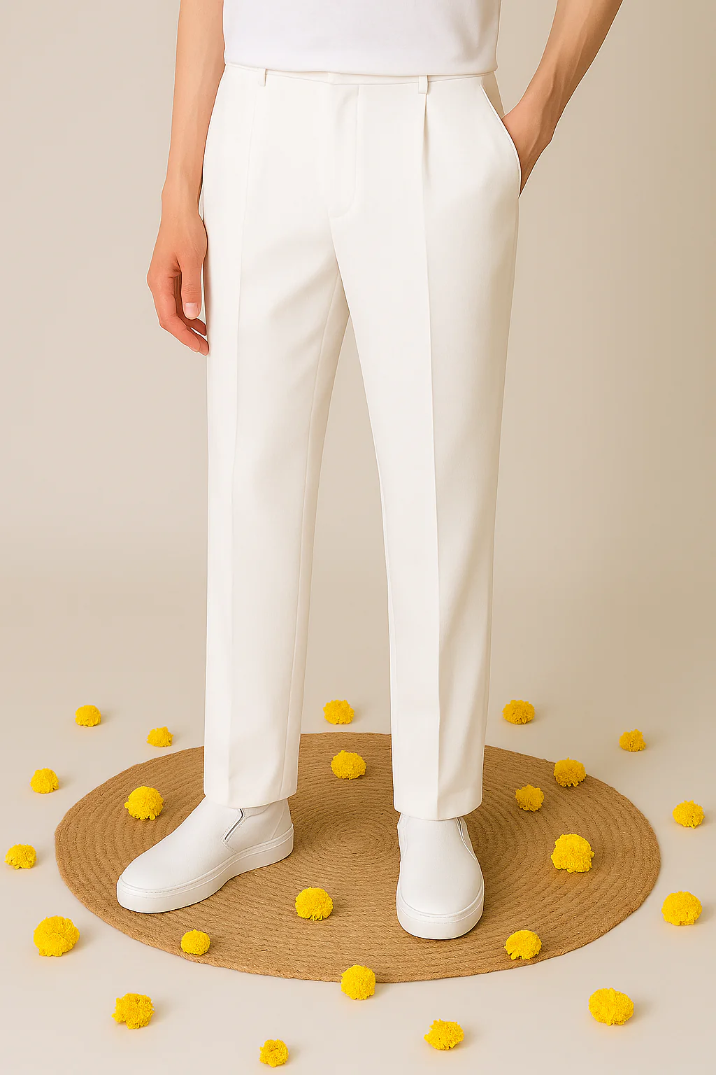 Men’s White Bell-Bottom Pajamas