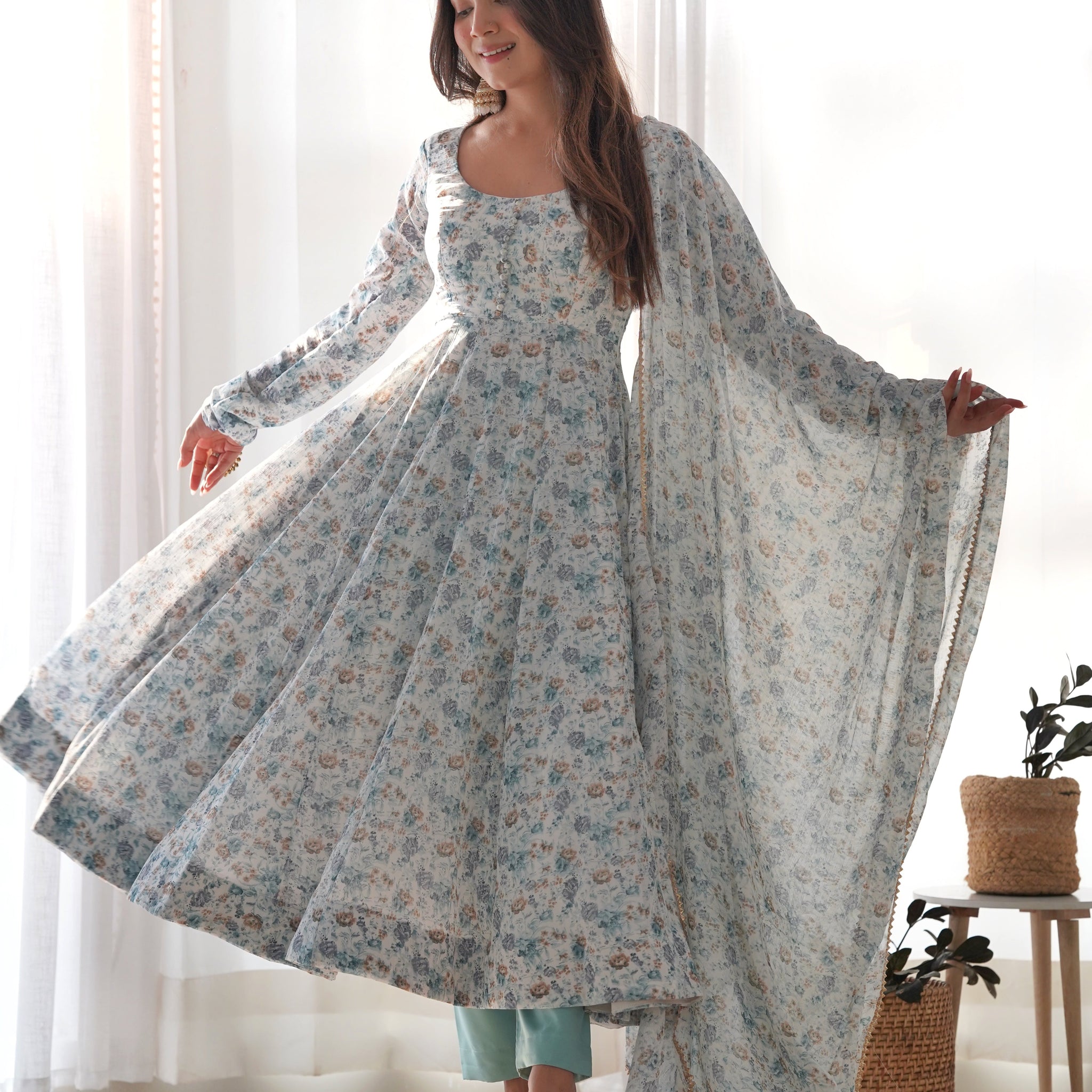 Premium Quality Silk Gown Anarkali Suit Set