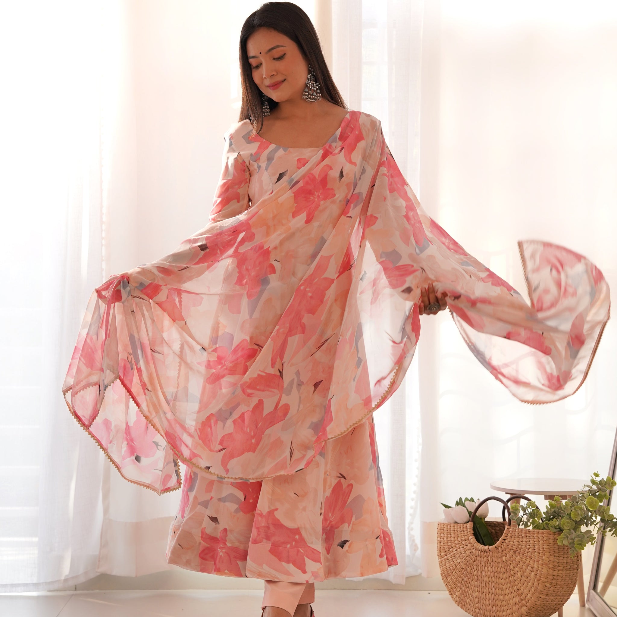 Premium Quality Silk Gown Anarkali Suit Set