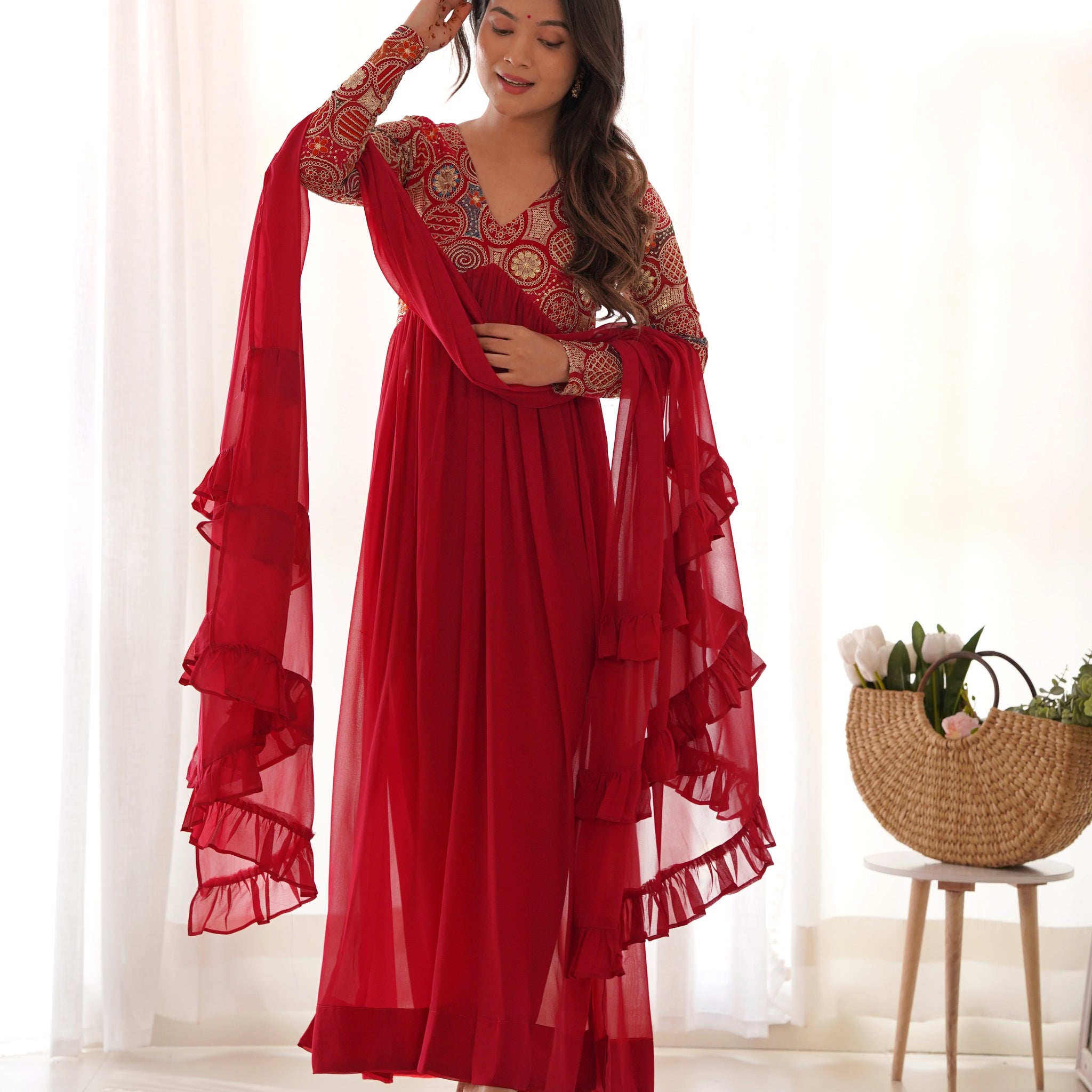 Premium Quality Silk Gown Anarkali Suit Set