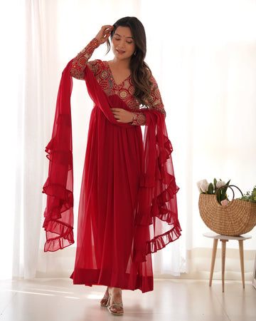 Premium Quality Silk Gown Anarkali Suit Set