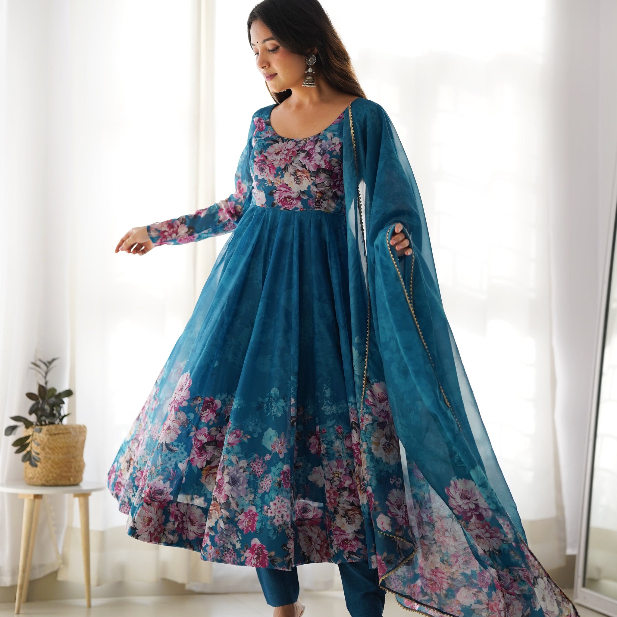 Premium Quality Silk Gown Anarkali Suit Set