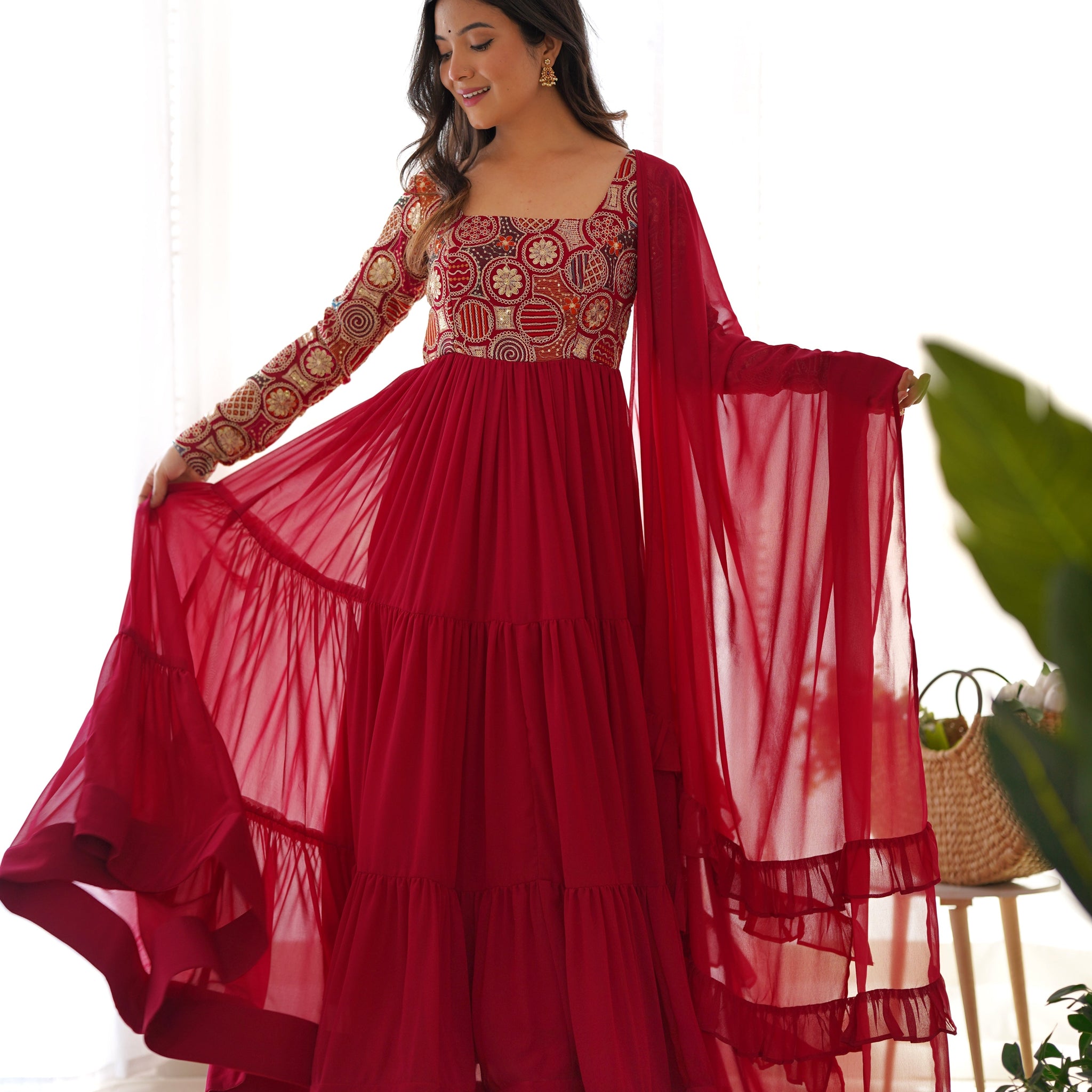 Premium Quality 9 Needle Gown Anarkali Suit Set