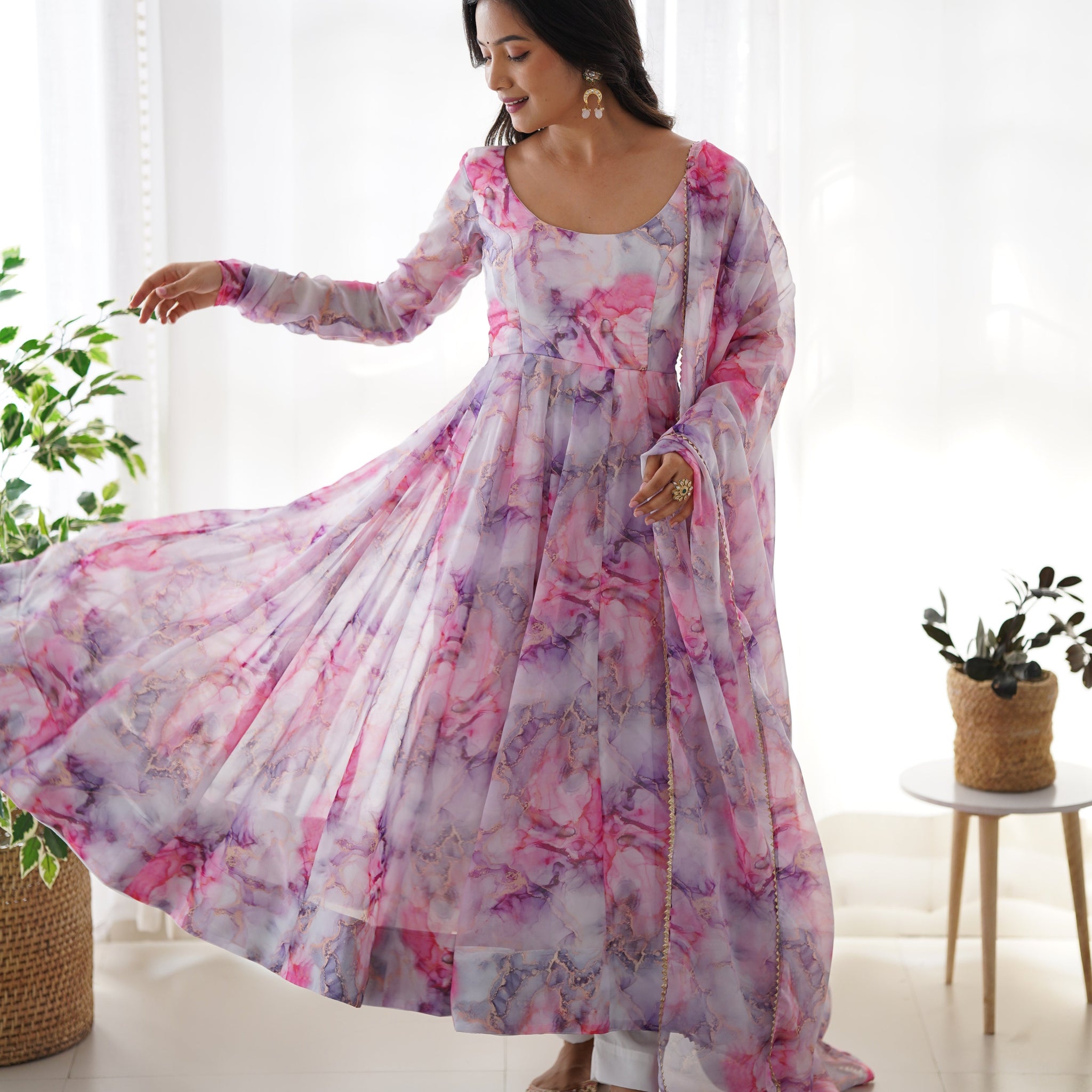 Premium Quality Silk Gown Anarkali Suit Set