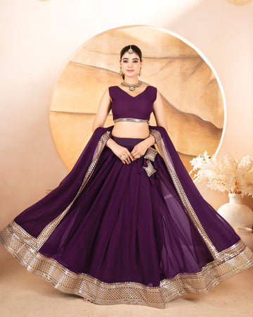 Catalina's Wine Coloured Party Wear Lehenga Choli