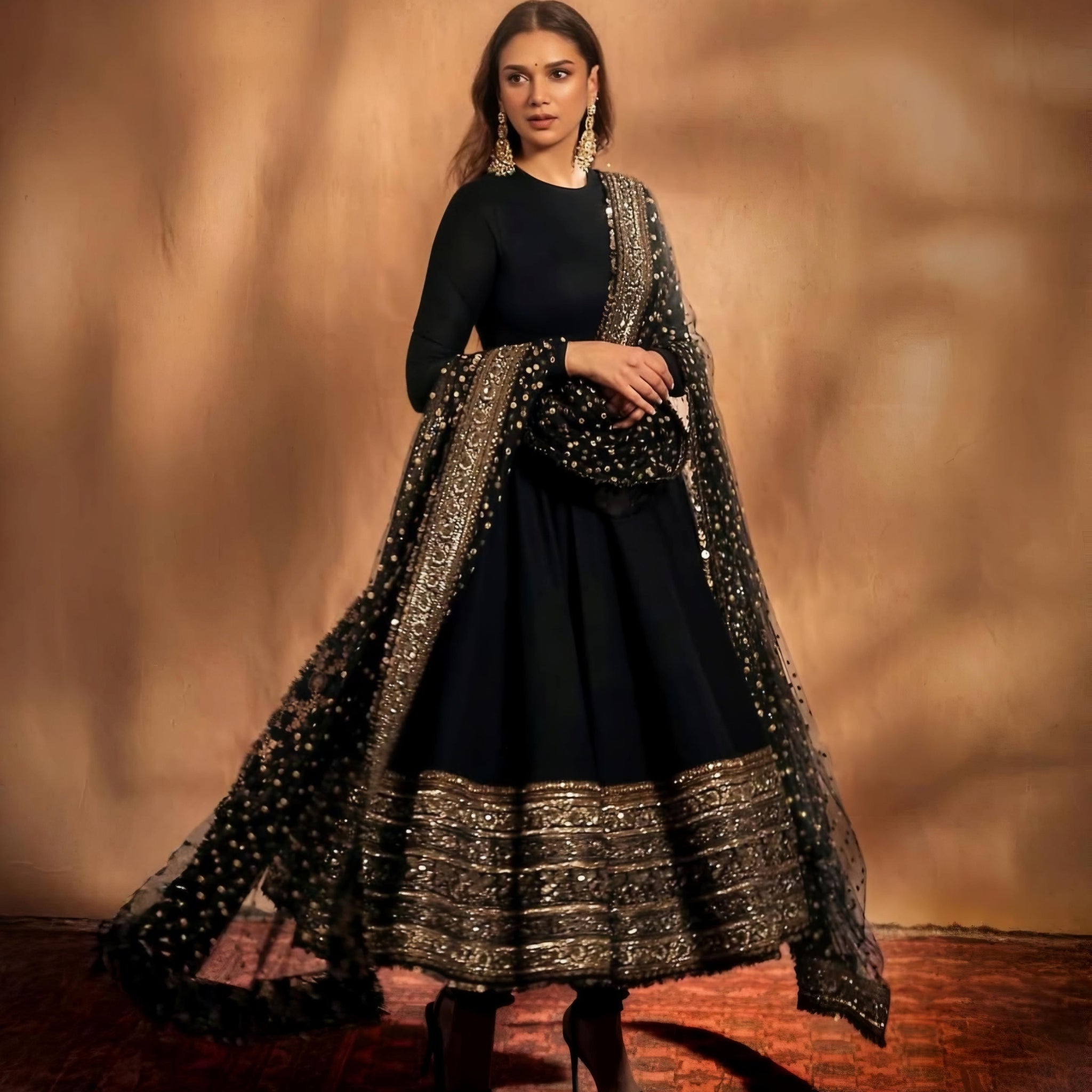 Aditi Premium Black Anarkali Suit Set