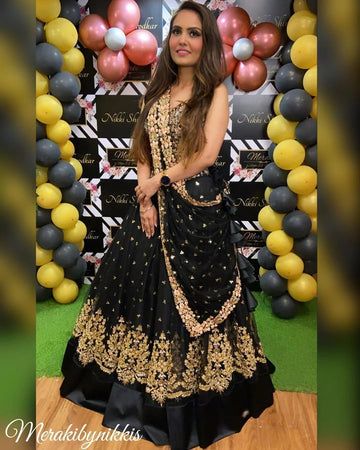 Black Coloured Party Wear Lehnega Choli
