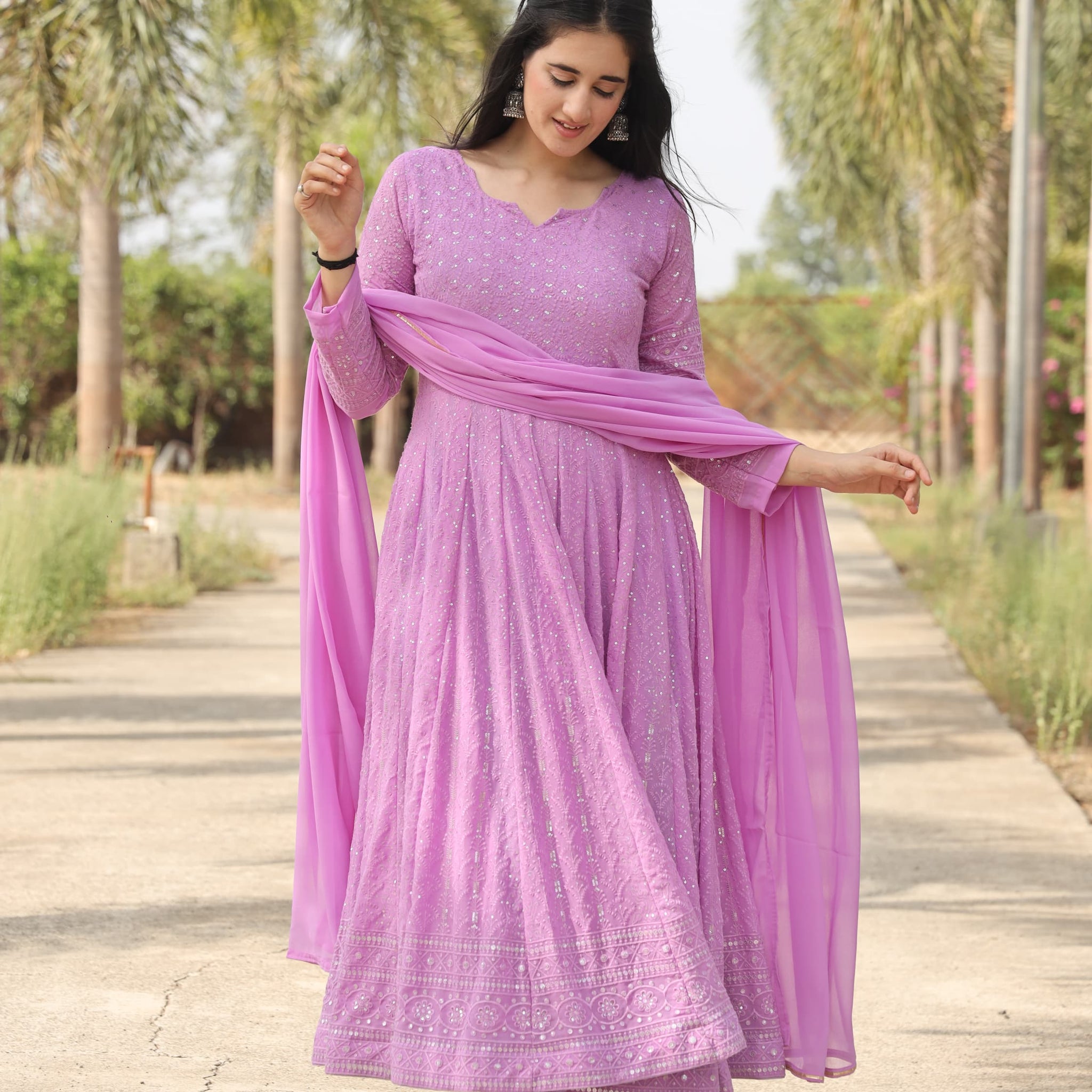 Aadhya Purple Embroidered Georgette Suit Set – Elegant &amp; Festive Ethnic Wear ✨👗