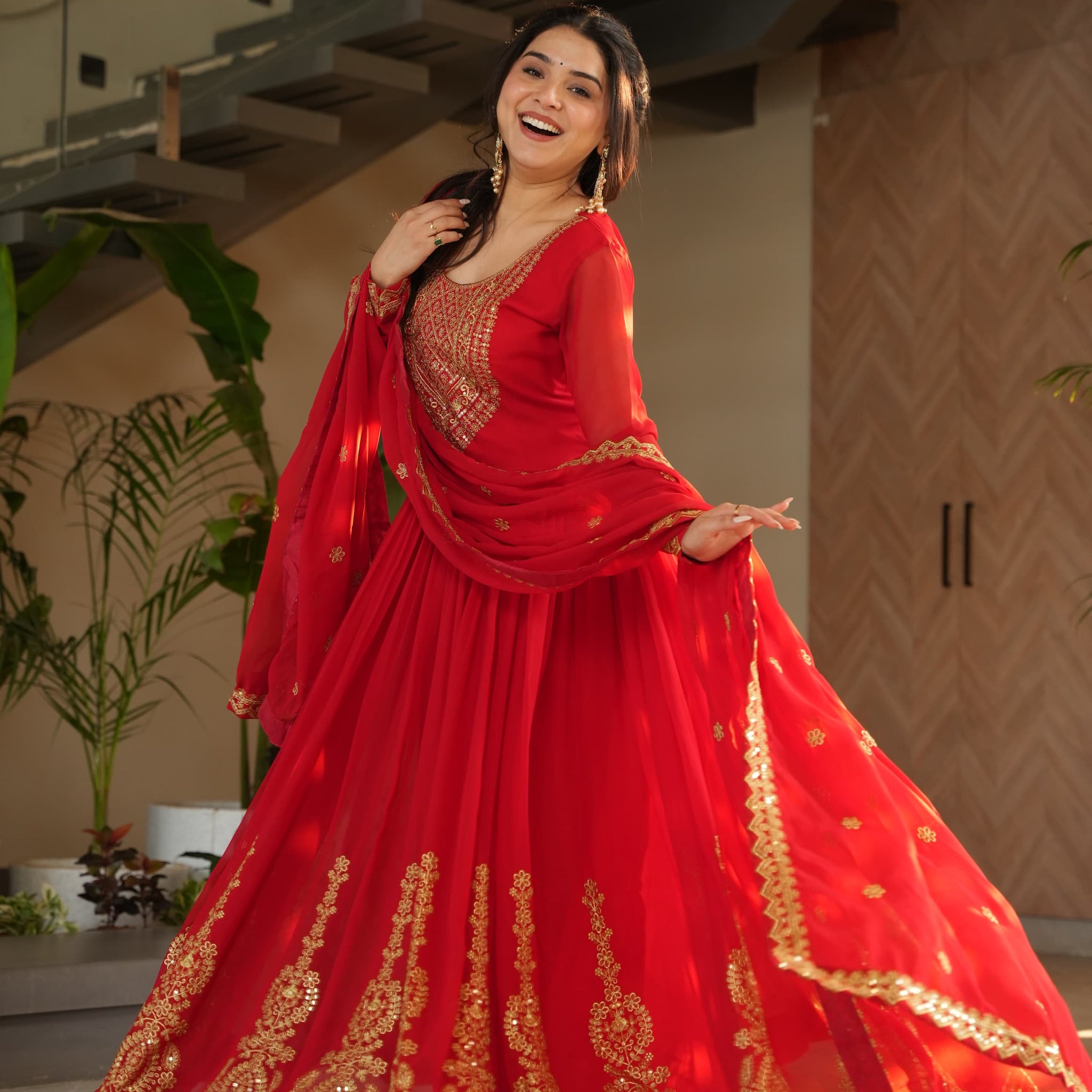 Kahani Premium Red Anarkali Suit Set