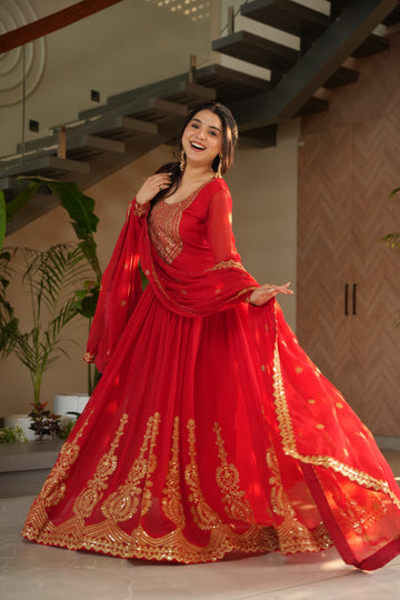 Kahani Premium Red Anarkali Suit Set