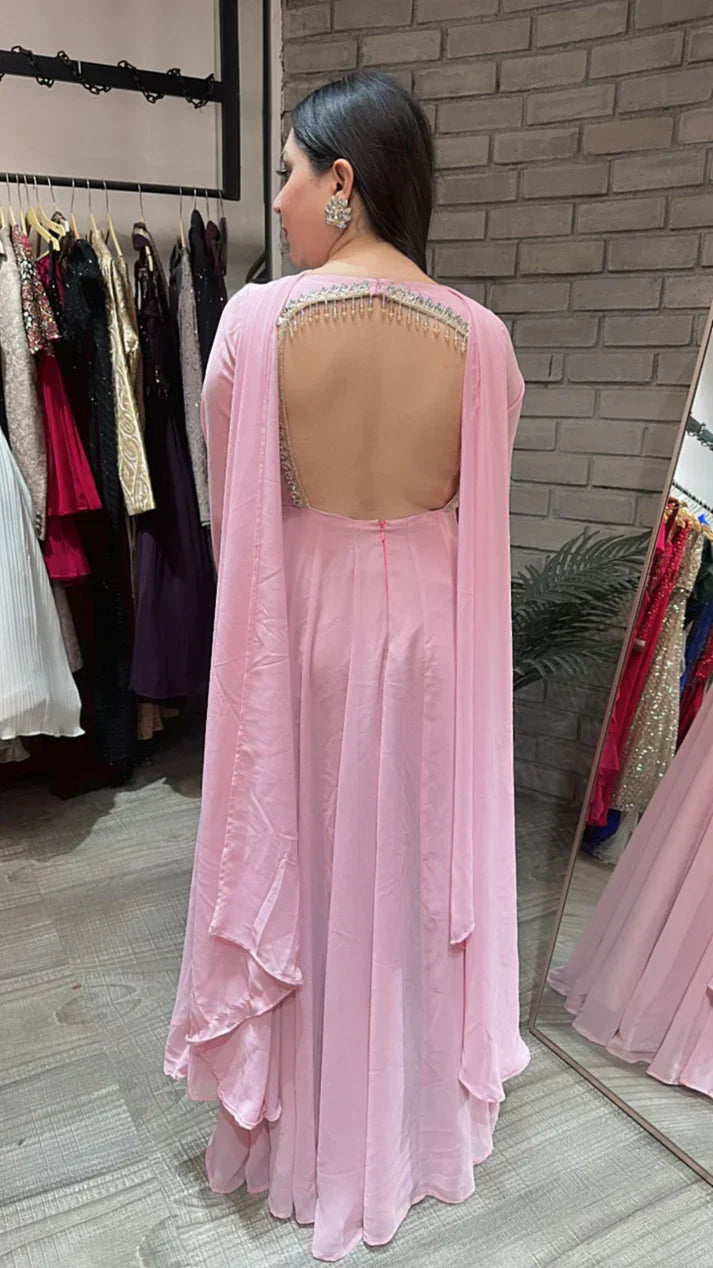 Baby Pink Anarkali Premium Suit Set
