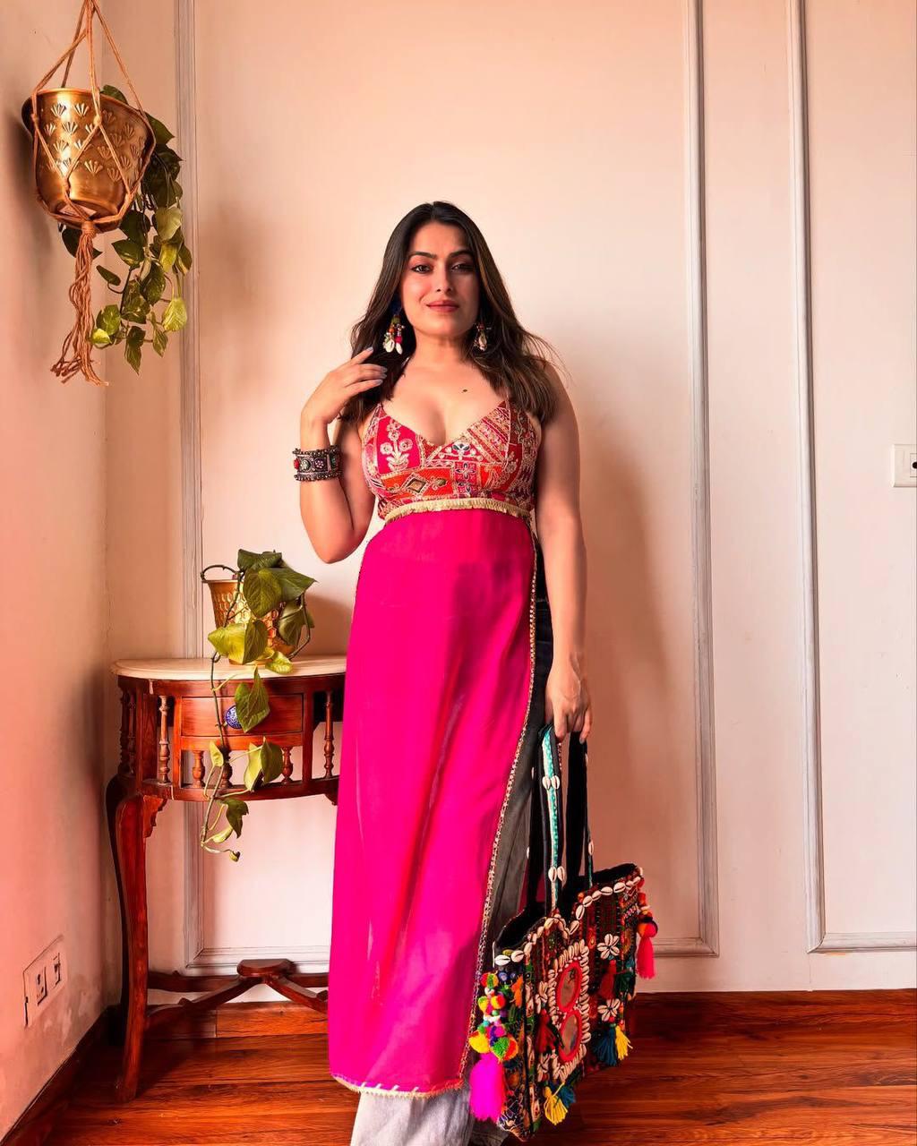 Exclusive Stitched Georgette Kurti with Sequence Embroidery & Tassels