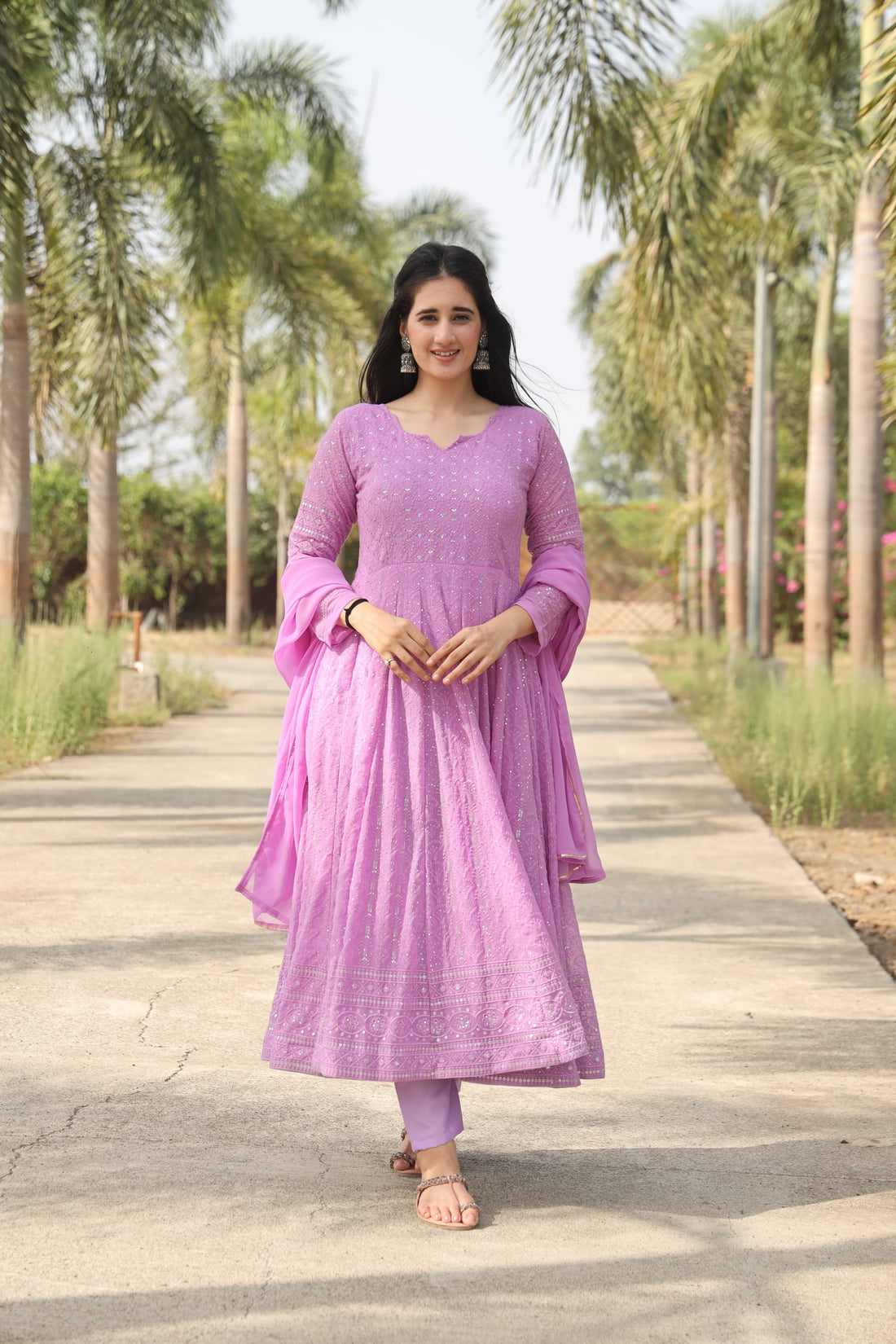 Aadhya Purple Embroidered Georgette Suit Set – Elegant &amp; Festive Ethnic Wear ✨👗