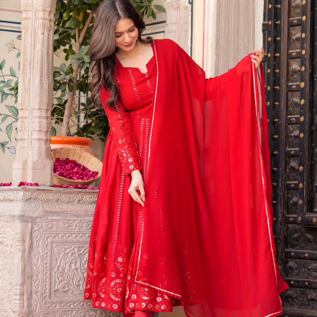 Mehrooni Red Karva Chauth Special Suit Set