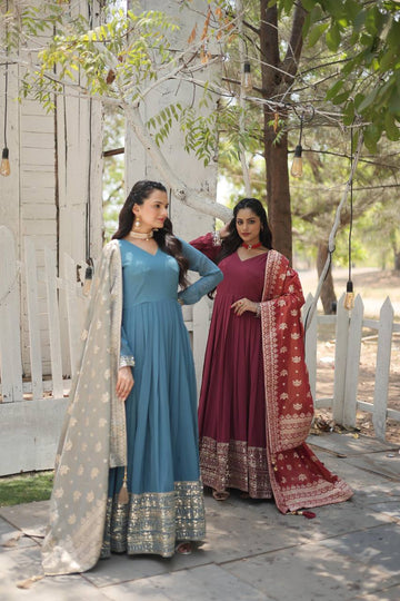 New Class Gown with Dupatta Collection – Elegant Sequins Party & Festive Wear