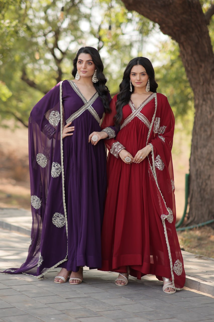 Shiwani Premium Readymade Alia Cut Gown with Dupatta Set