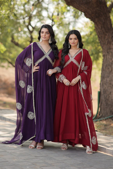 Shiwani Premium Readymade Alia Cut Gown with Dupatta Set